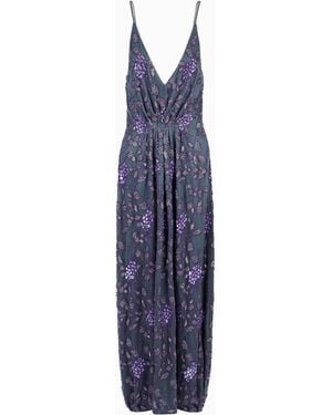 Giorgio Armani Abito Lungo Ricamato - Blu