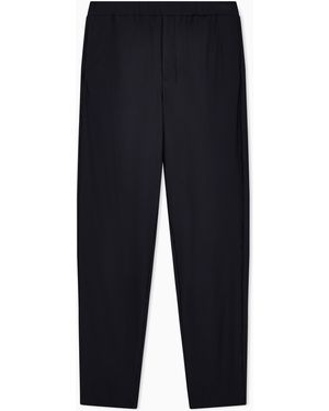 Giorgio Armani Technical Waffle Flat-Front Trousers - Blue
