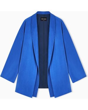 Giorgio Armani Washed Silk Single-Breasted Jacket - Blue