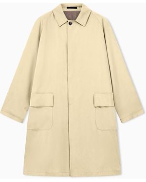 Giorgio Armani Trench Coat Oversized Fit Washed Lyocell Poplin - Natural