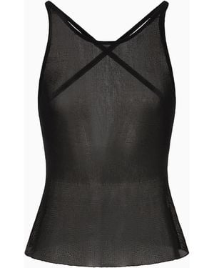 Giorgio Armani Top En Punto De Lyocell Y Algodón - Negro