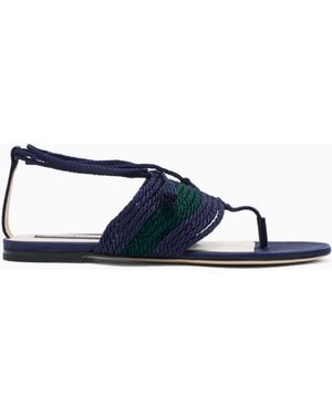 Giorgio Armani Flat Thong Sandals - Blue