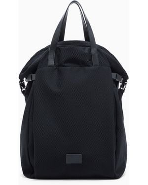 Giorgio Armani Mesh And Leather Backpack - Black
