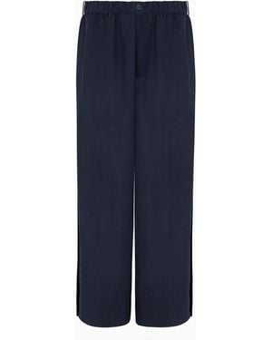Giorgio Armani Linen And Silk Wide Trousers - Blue