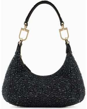 Giorgio Armani Minibolso Hobo La Prima De Raso Y Strass - Negro