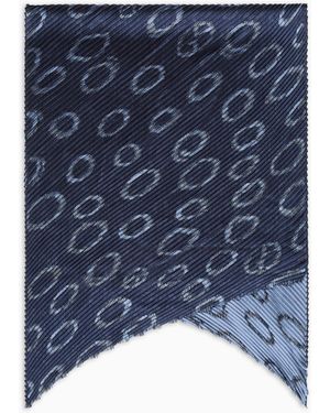 Giorgio Armani Pleated Silk-Blend Scarf - Blue