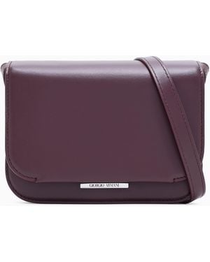 Giorgio Armani Small Leather Shoulder Bag - Purple