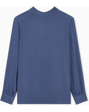 Giorgio Armani Shirt Cashmere Regular Fit Silk Triple Georgette - Blue