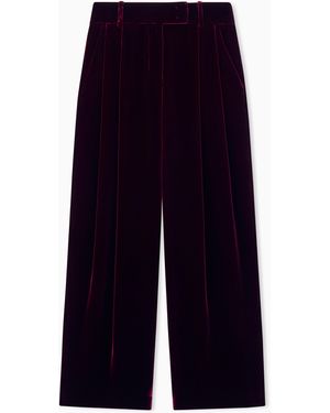 Giorgio Armani Wide-Leg Trousers With Double Pleats - Blue