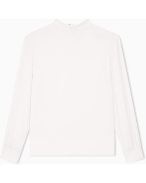 Giorgio Armani Shirt Cashmere Regular Fit Silk Triple Georgette - White