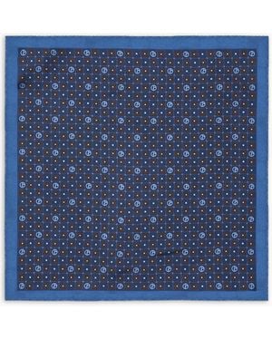 Giorgio Armani Printed Silk Pocket Square - Blue