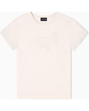 Giorgio Armani Cotton-Blend Jersey Crew-Neck T-Shirt Denim Collection - White