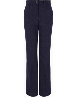 Giorgio Armani Denim Trousers With High Waist And Flared Hem - Blue