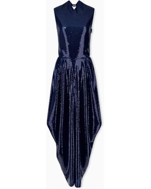 Giorgio Armani Dress Sleeveless Sequin Gown - Blue