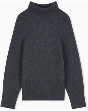 Giorgio Armani Rollkragenpullover Sweaters Aus Reinem Kaschmir Rippstrick - Blau