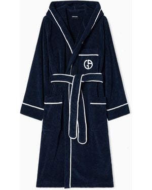Giorgio Armani Cotton Terry Bathrobe - Blue