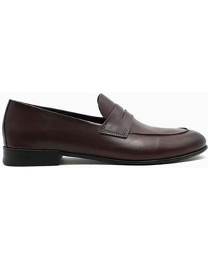 Giorgio Armani Classic Calf Leather Penny Loafers - White