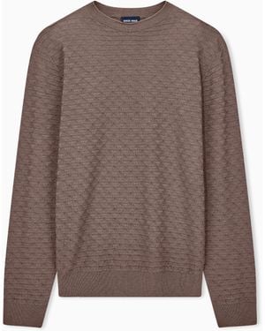 Giorgio Armani Jersey De Lana Virgen Con Cuello Redondo Y Diseño De Rombos - Marrón