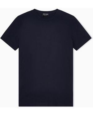 Giorgio Armani Jersey T-Shirt With A Crew Neck And Short Sleeves - Blue