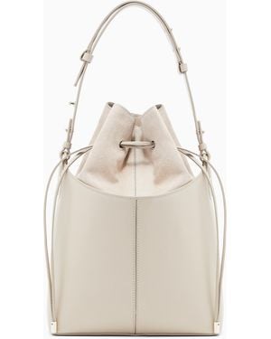 Giorgio Armani Smooth Calfskin Bucket Bag - White