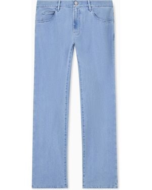 Giorgio Armani Five-Pocket, Regular-Fit, Stretch Cotton-Denim Trousers - Blue