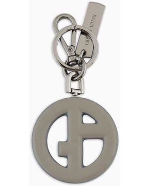 Giorgio Armani Tassel Keychain With Perforated Circular Detail - White