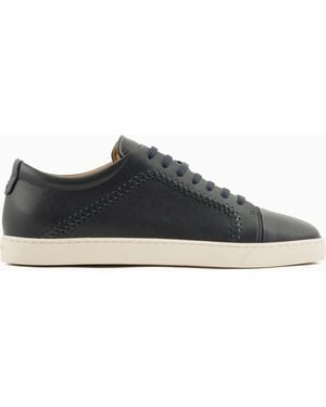 Giorgio Armani Nappa-Leather Trainers - Blue