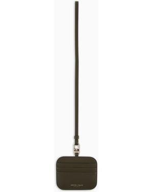 Giorgio Armani Leather Card Holder With Shoulder Strap - White