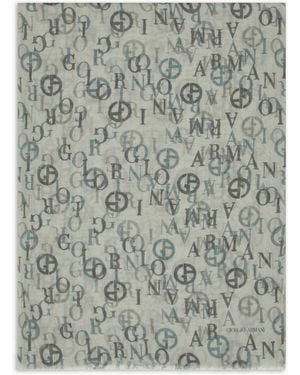 Giorgio Armani Printed Cashmere And Modal Stole - Grey