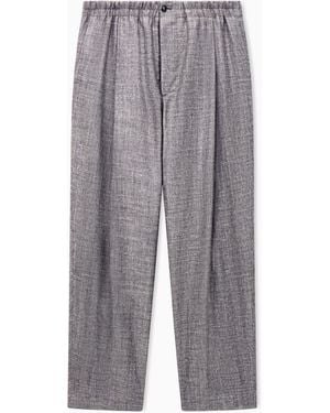 Giorgio Armani Silk And Linen Single-Pleat Trousers - Grey
