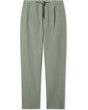 Giorgio Armani Single-Pleat, Linen-Canvas Trousers - Green