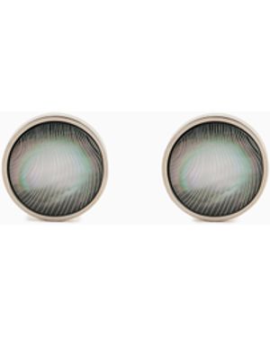 Giorgio Armani Sterling And Mother Of Pearl Round Cufflinks - White