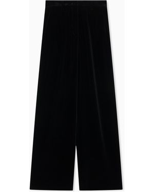 Giorgio Armani Wide-Leg Velvet Trousers - Black