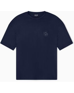 Giorgio Armani Asv Organic Cotton Interlock Crew-Neck T-Shirt - Blue