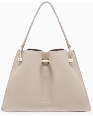 Giorgio Armani Pebbled Bag With Double Leather Handles - Natural