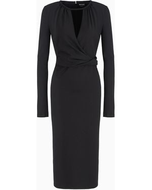 Giorgio Armani Vestido Midi En Mezcla De Viscosa Asv - Negro