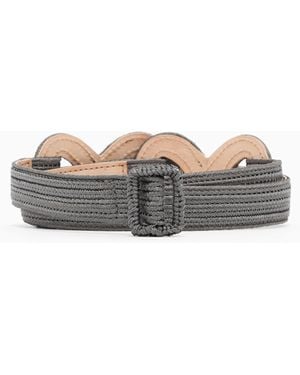 Giorgio Armani Cinturón De Piel Forrado En Soutache - Blanco