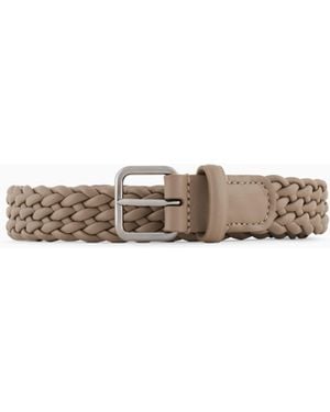 Giorgio Armani Woven Leather Belt - White