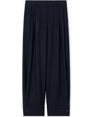 Giorgio Armani For Alanui Pure Virgin Wool Trousers With Pleats - Blue