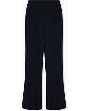 Giorgio Armani Wide Leg Pure Silk Trousers With Pleats - Black