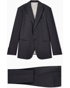 Giorgio Armani Soho Line, Single-Breasted, Micro-Pinstriped Wool Suit - Blue