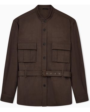 Giorgio Armani Viscose And Linen Shirt Jacket X Kith - Brown