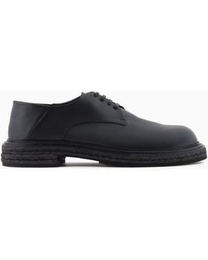 Giorgio Armani Zapatos Derby De Napa - Azul