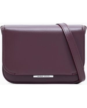 Giorgio Armani Medium Leather Shoulder Bag - Purple