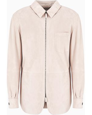 Giorgio Armani Suede-Lambskin, Single-Breasted Jacket - Natural