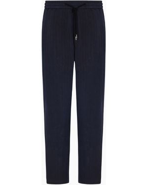 Giorgio Armani Pantaloni Flat Front - Blu