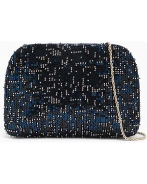 Giorgio Armani La Prima Satin Clutch With Two-Tone Rhinestones - Blue