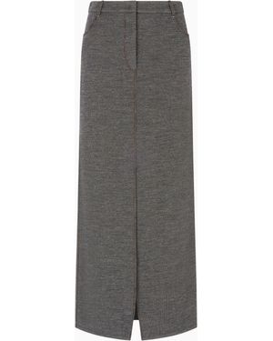 Giorgio Armani Langer Rock Aus Woll-Jersey - Grau