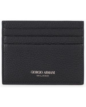Giorgio Armani Leather Card Holder - Black