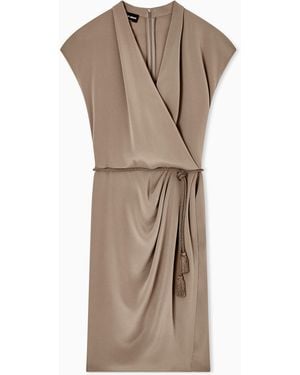 Giorgio Armani Silk Blend Crepe Dress - Natural